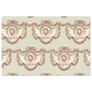 Vintage French Pink Rose Floral Garland Decoupage Tissue Paper