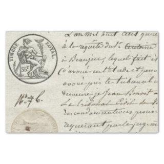 Vintage French Script Royal Stamp Document  Tissue Paper