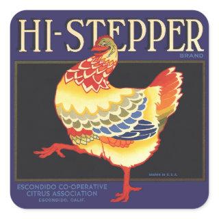 Vintage Fruit Crate Label Art, Hi Stepper Chicken