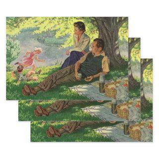 Vintage Fun Family Picnic Under a Shade Tree  Sheets