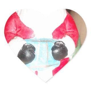 Vintage Fun Santa with Snow Art Print Heart Sticker