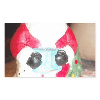 Vintage Fun Santa with Snow Art Print Rectangular Sticker
