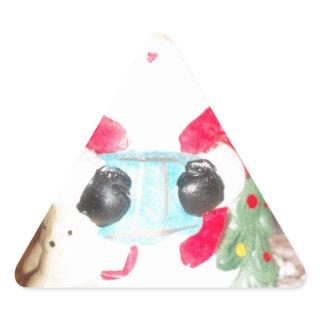 Vintage Fun Santa with Snow Art Print Triangle Sticker