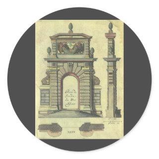 Vintage Garden Gate Arch, Renaissance Architecture Classic Round Sticker