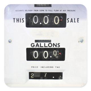 Vintage Gas Pump Face Square Sticker