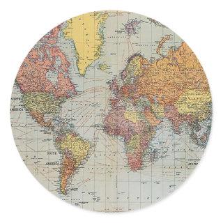 Vintage General Map of the World Classic Round Sticker