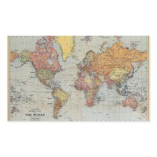 Vintage General Map of the World Rectangular Sticker