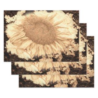 Vintage Giant Sunflowers Painted Rustic Vignette  Sheets