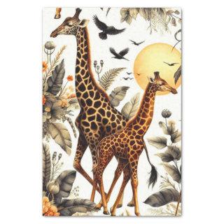 Vintage Giraffe Floral Watercolor Tissue Paper