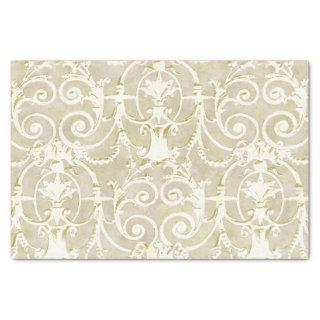 Vintage Gold and Beige Damask Pattern Tissue Paper