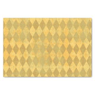 Vintage Gold Harlequin Distressed Diamond Pattern Tissue Paper