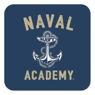 Vintage Gold Naval Academy Anchor Square Sticker