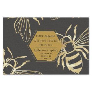 vintage gold queen been apiary monogram tissue paper