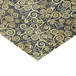 Vintage Gold Swirls Pattern Luxury Charcoal Grey Tissue Paper