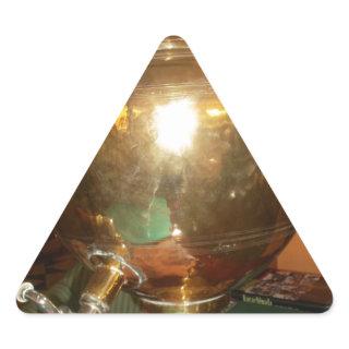 Vintage Golden Tea Pot Wall Art & Print Triangle Sticker