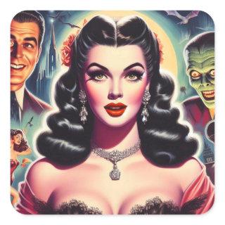Vintage Goth Pin-up Square Sticker