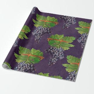 Vintage Grapes and Vines on Purple