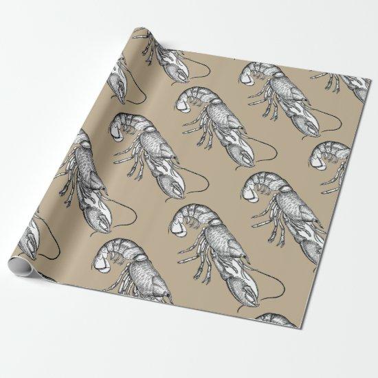 Vintage graphic lobster in khaki