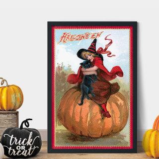 Vintage Halloween Girl with Witch Hat & Black Cat Tissue Paper
