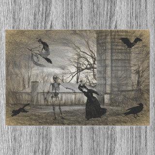 Vintage Halloween Scene Decoupage  Ephemera Tissue Paper