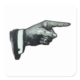 Vintage Hand Pointing Square Sticker