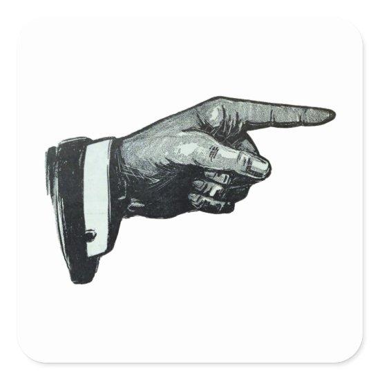 Vintage Hand Pointing Square Sticker