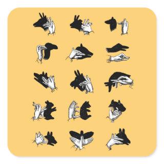 Vintage Hand Puppet Shadow Games Square Sticker