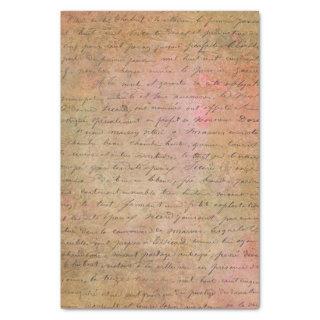 Vintage Hand Written Script Gold Pink Tissue Paper