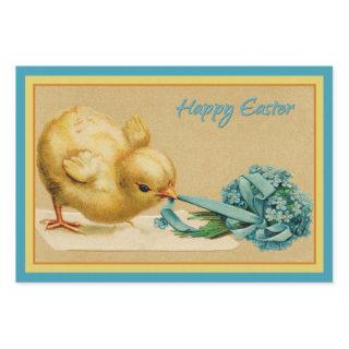 Vintage Happy Easter Chick with Blue Flowers  Sheets