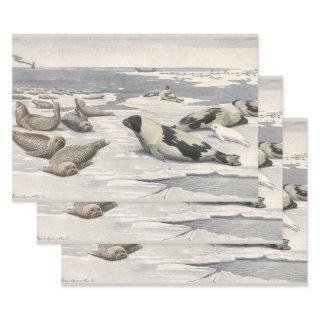Vintage Harp Seals in Arctic Snow by Louis Fuertes  Sheets