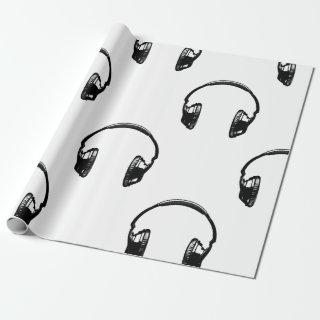Vintage Headphones Music Art CUSTOM BG COLOR