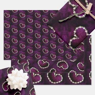 Vintage Heart Shaped Bead Necklace on Purple  Sheets