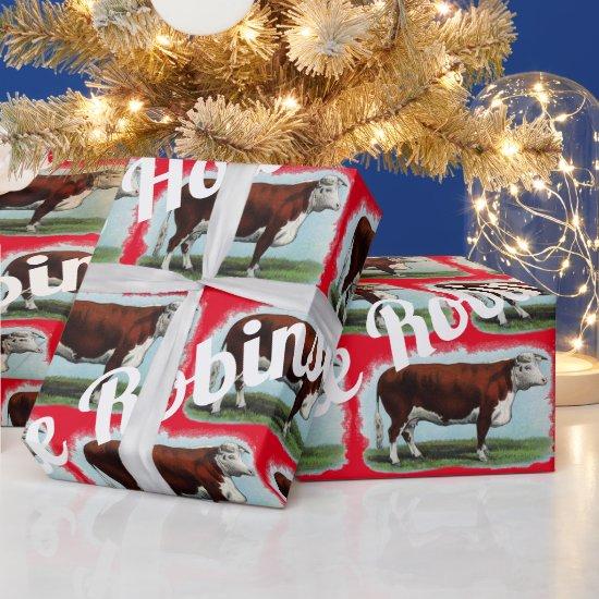 Vintage Hereford Cows on Red