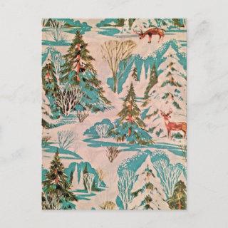 Vintage Holiday  Design Deer in Snow Postcard