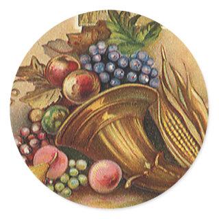 Vintage Holidys, Thanksgiving, Harvest and Pilgrim Classic Round Sticker