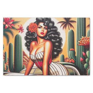 Vintage Hot Rod Latina Girl Tissue Paper