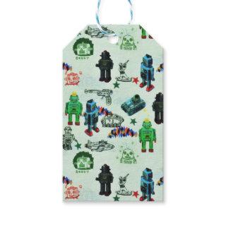 Vintage Humor Outer Space Robot Watercolor Gift Tags