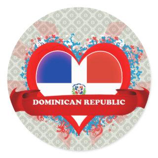 Vintage I Love Dominican Republic Classic Round Sticker