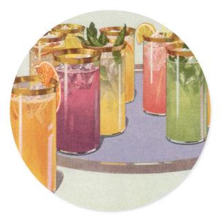 Vintage Iced Drinks on a Tray Classic Round Sticker