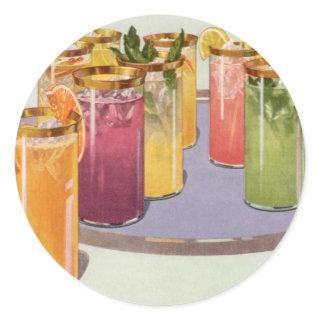 Vintage Iced Drinks on a Tray Classic Round Sticker