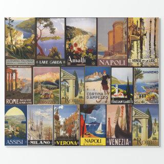 Vintage Italy Travel Poster Collage gift wrap