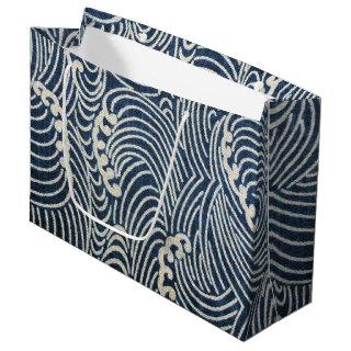 Vintage Japanese Textile, Wave Pattern Large Gift Bag