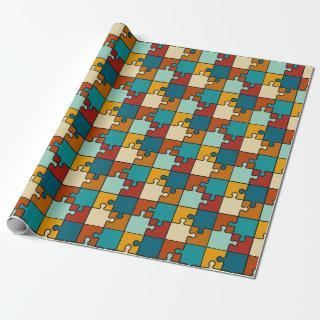 Vintage Jigsaw Puzzle Pieces Pattern