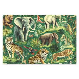 Vintage Jungle Animals Pattern Tissue Paper