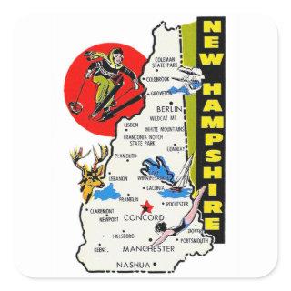 Vintage Kitsch New Hampshire State Travel Decal Square Sticker