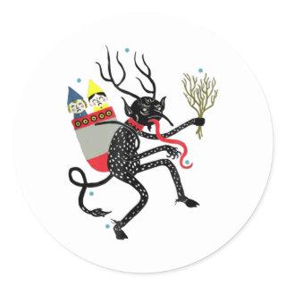 Vintage Krampus Classic Round Sticker