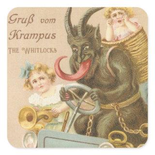 Vintage Krampus "Greetings From Krampus"  Square Sticker