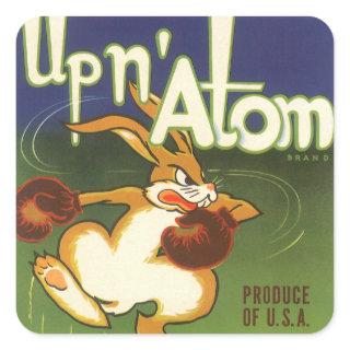 Vintage Label Art Boxing Rabbit, Up n Atom Carrots