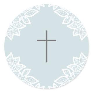 Vintage lace cross baptism stickers