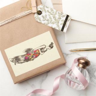 Vintage Lady of Fashion with a Spring Dress Rectangular Sticker